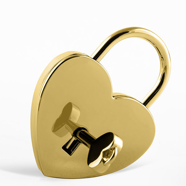Heart-shaped love lock gold